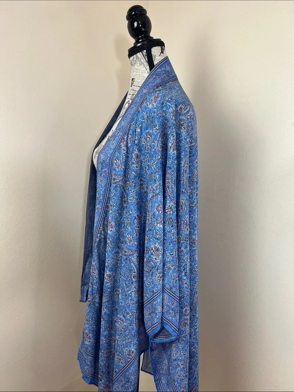 Blue Boho Paisley Kimono Wrap/Cardigan – One Size